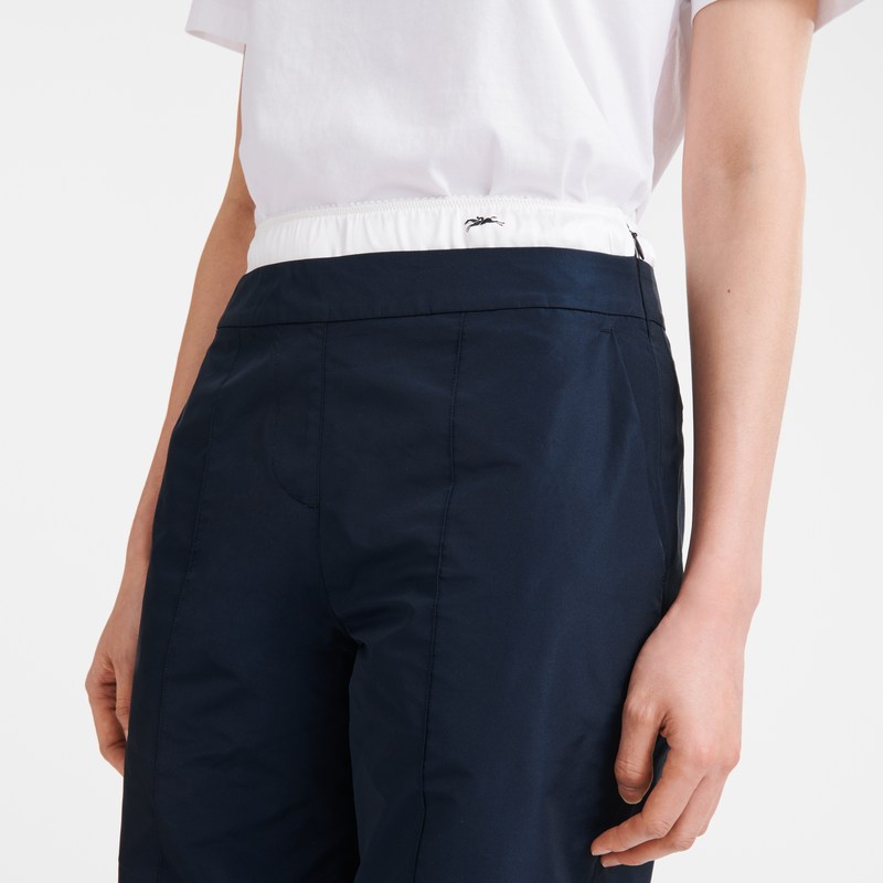 Longchamp Straight Pants With Patch Donkerblauw | RUGQ19674