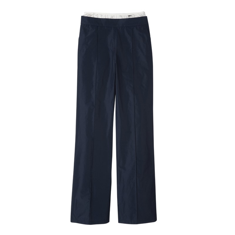 Longchamp Straight Pants With Patch Donkerblauw | RUGQ19674