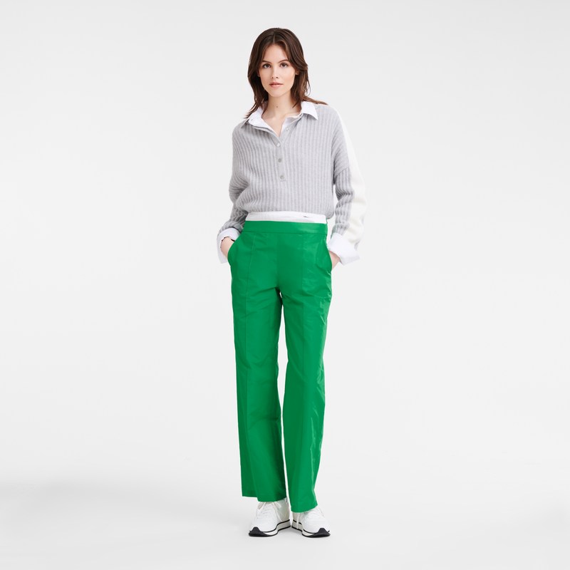 Longchamp Straight Pants With Patch Groen | NLHJ40689