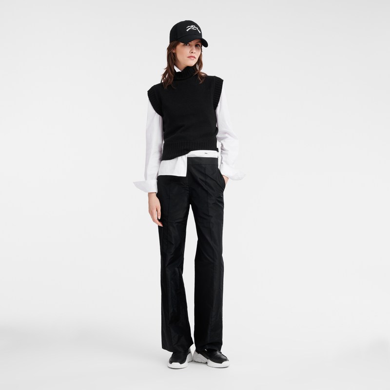 Longchamp Straight Pants With Patch Zwart | DJGX90672