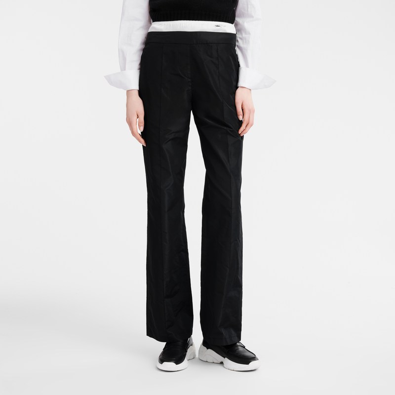 Longchamp Straight Pants With Patch Zwart | DJGX90672