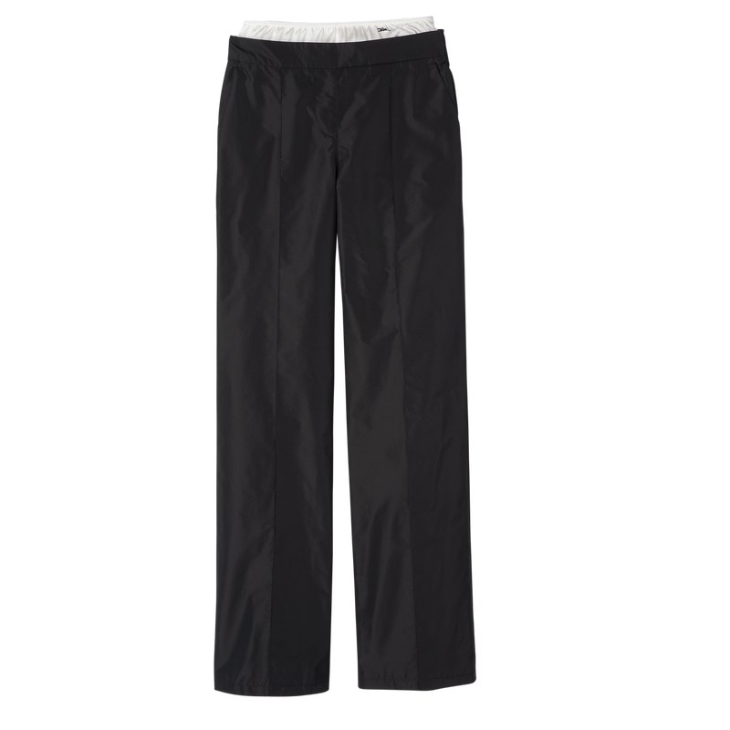 Longchamp Straight Pants With Patch Zwart | DJGX90672