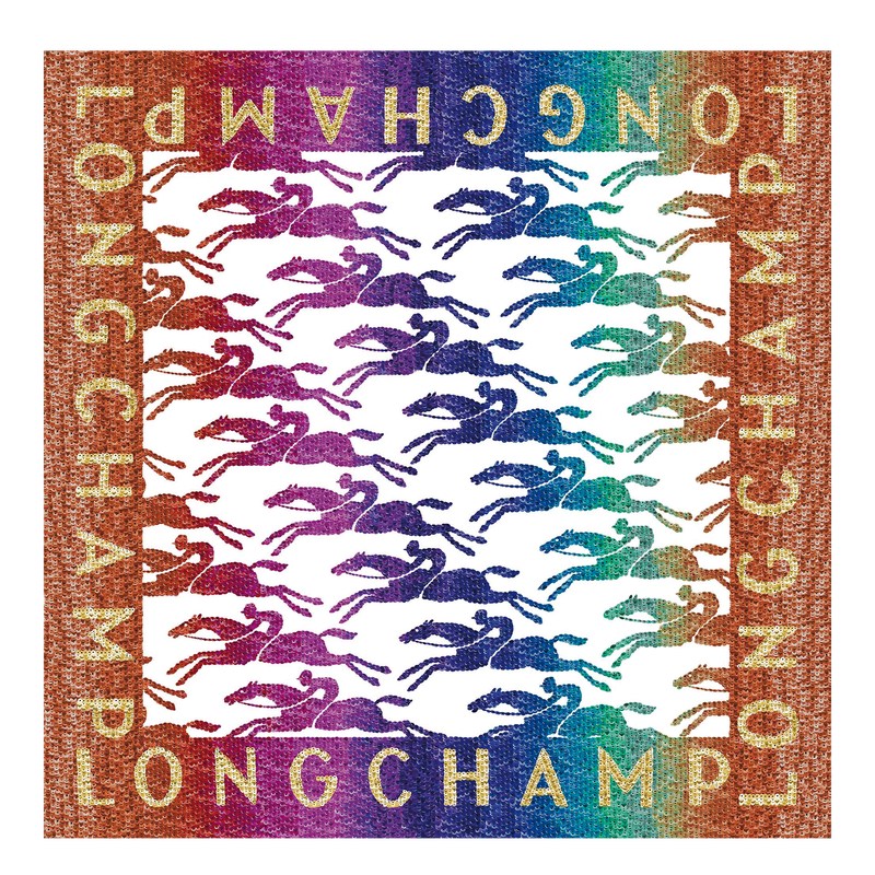 Longchamp Sunset Glitters Silk Scarf 70 Sienna | QZOE68503