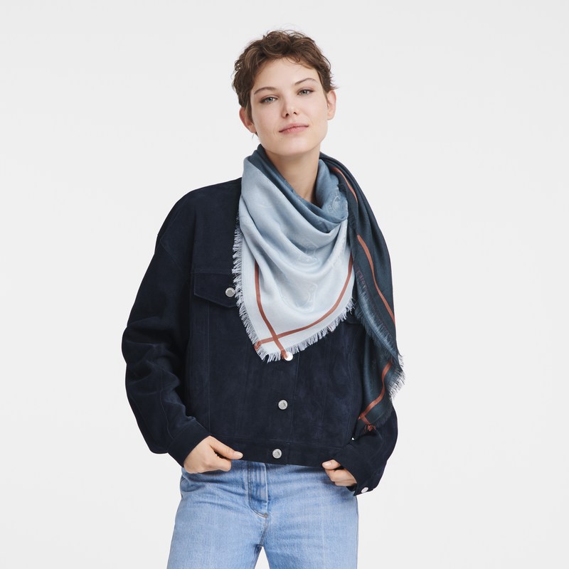 Longchamp The Gradient-effect Jacquard Medal Stole Donkerblauw | UMYT76304